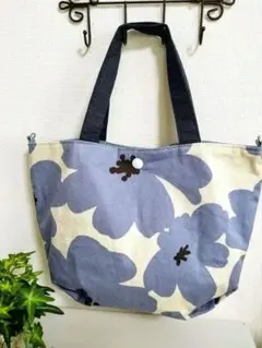 ふんわり可愛いえくぼマチ　北欧柄トートバッグ　ショルダー対応