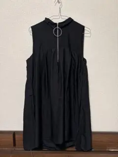 ZARA 黒チュニック　ベスト　重ね着　ミニワンピース　体型カバー　L