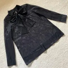 ルイルエブティック ボウタイ ブラウス シアー　ブラック レース　M