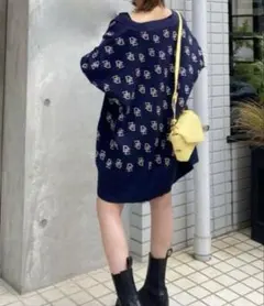 DIANTE ディアンテ　モノグラムカーディガン　ネイビー