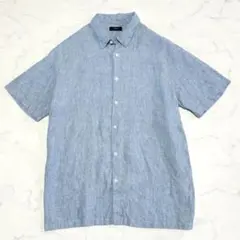 美品　セオリー　半袖リネンシャツ　麻100％　XL　水色　レギュラーカラーのサムネイル