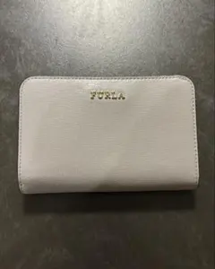 FURLA フルラ 二つ折り財布 グレー レザー ゴールド金具