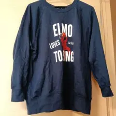エルモ　ELMO セサミストリート スウェット L ネイビー