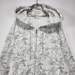 DISNEY　ヴィンテージ　フルジップ　総柄　フーディー　パーカー　L　90s