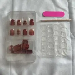 グラデーションピンク 花柄ネイルチップ 秋 冬