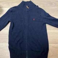 ネイビー ハイネック ジップアップ カーディガン