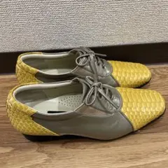 美品】【希少!!】【新宿屋】クロコダイル型押しレザーコンビローファー 