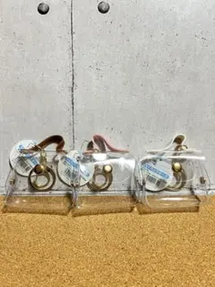pvc バッグポーチ　ブラウン　ピンク　ホワイト　3色セット