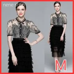 【新品】黒ドレス パーティードレス ワンピース ドレス 結婚式 ブラック M