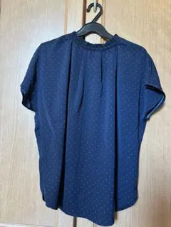 earth music&ecology ネイビー ドット 半袖ブラウス