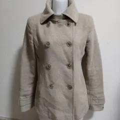 トミーヒルフィガー　ウール ダブルブレスト ピーコート ベージュ　S