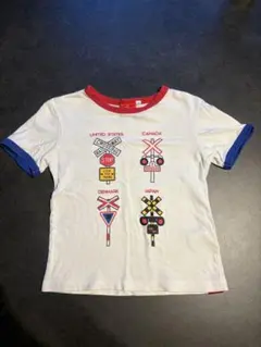 Popondetta 鉄道踏切柄 Tシャツ 110cm