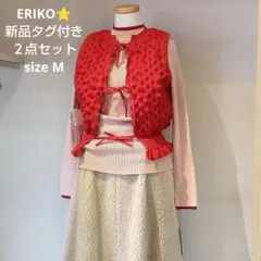 新品タグ付 シニカル ミッドヴェイン ニット 配色リブ ＋ ベスト 赤２点セット