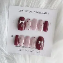 現品 マグネットラメ ハートホロ ワンホン ボルドーワンホン量産型 韓国ネイル