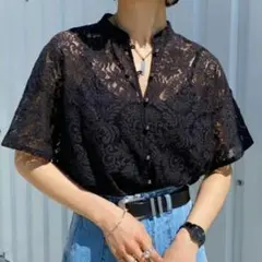 PAGEBOY レースバンドカラーシャツ FREESIZE
