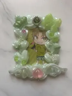 みるく推し活　ホイップデコ　ハンドメイド　トレカケース　カードケース　黄緑