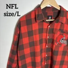 マ*ー様 【US古着】NFL チームロゴ ワンポイント チェック柄 ネルシャツ