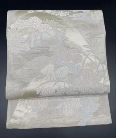 高級　洒落帯　袋帯　♢ ポリエステル　絽　花柄　露芝　R407