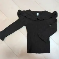 フリル付き　ダークブラウン　ニット 　アプレレクール　セーラー襟　セーター　90