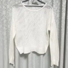 WEGO 透かし編みホワイトニットセーター Fサイズ