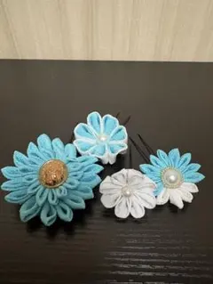 ちりめん　髪飾り　浴衣　着物　和風　ドレス　成人式　結婚式　パーティ つまみ細工