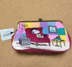 新品未使用】スヌーピー 本革 がま口 マルチポーチ ペンケース PEANUTS