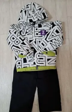 子供用スキーウェア ロゴ入り 白黒緑