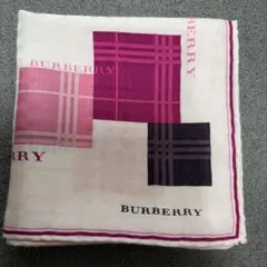 BURBERRY シルク混 ハンカチ スカーフ ピンク