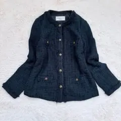美品✨希少✨ドゥーズィエムクラス　金ボタン　ツイードジャケット　ノーカラーのサムネイル