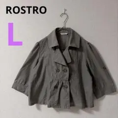 【ROSTRO】 ショート丈 トレンチコート風ジャケット 　ナチュラル　5分袖Ｌのサムネイル