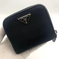 鑑定済み プラダ 財布 コンパクトジップ ナイロン 三角プレート 小型