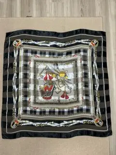 チェック柄シルク風スカーフ