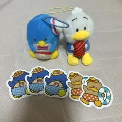 あひるのペックル・タキシードサム　マスコット+ステッカーセット