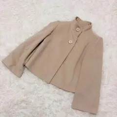 WOOLMARK カシミヤ100％ ショートコート スタンドカラー ベージュ