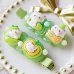 【匿名配送】 ホイップデコ 前髪ヘアピン 2個セット ハンドメイド【77】