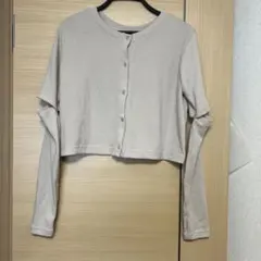 2way カーディガン 半袖 長袖 袖取り外し可 ベージュ ローリーズファーム