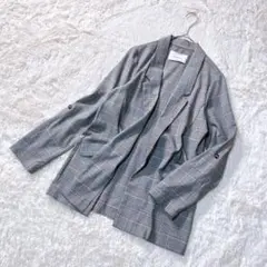 【ストラディバリウス】テーラードジャケット　グレンチェック　グレー　レディースM