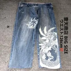 豊天商店ブーデンショウテン▽和柄ストレートデニム▽Lサイズ