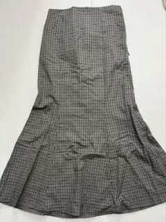 チェック柄フレアロングスカート　earth S