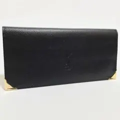 未使用品 YSL イヴ・サンローラン 二つ折り長財布 レザー 黒/ブラックのサムネイル