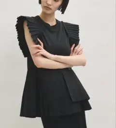 ADAM ET ROPÉ FEMME プリーツコンビプルオーバー ブラックのサムネイル