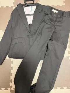 【美品】スーツ パンツスーツセット　ペプラム　グレー