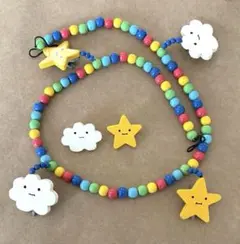 【木製】星と雲のフォトクリップ&ピン 壁飾り インテリア雑貨