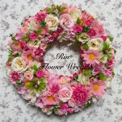 春満開♡ピンク系 花冠リース 28cm×28cm