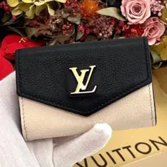 ルイヴィトン ポルトフォイユ ロックミニ コンパクト 黒 財布 ピンク 三つ折り