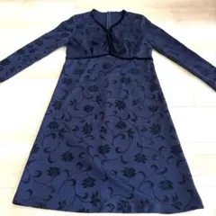 紺色　ネイビー 花柄　フォーマルワンピース
