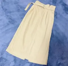 イエロー　ウエストベルト付き ロングスカート L