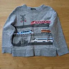 klädkapp 列車プリント トレーナー グレー110センチ
