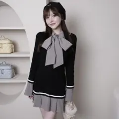 シャツドッキングプリーツワンピース ブラック - メルカリ