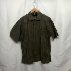 ベア BEAR 半袖シャツ L 茶 柄 ストライプ ワンポイント L1810のサムネイル